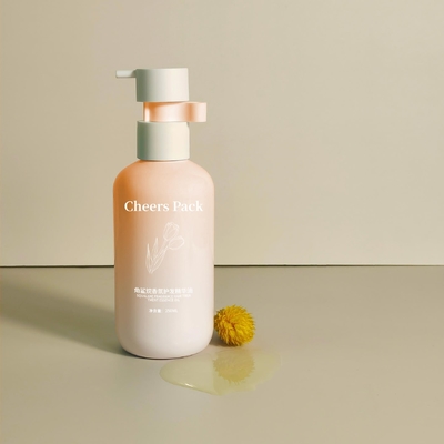250 ml Flip Top Cap HDPE Shampoo de plástico cuidado de bebés bomba de loción de botella rosa para envases cosméticos