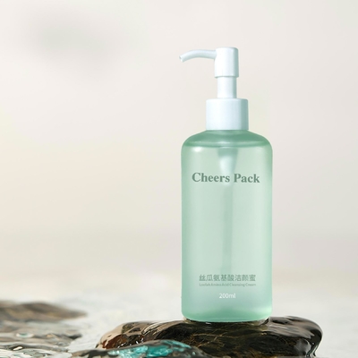 Verde de lujo 50ml 100ml 450ml Botellas redondas de plástico loción cosmética de material PP Prensa bomba Presión botellas para el cuidado de la piel champú