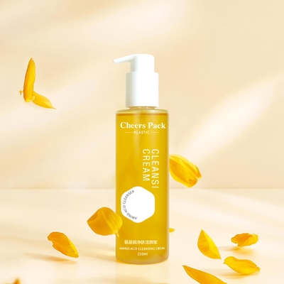 Embalaje de aceite esencial para el cuerpo Botella de 150 ml 210 ml de champú de plástico claro personalizado Loción para el cabello Botella de bomba de aceite