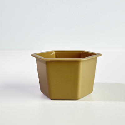 80 ml Hexagon PP Taza desechable con tapa de papel de aluminio