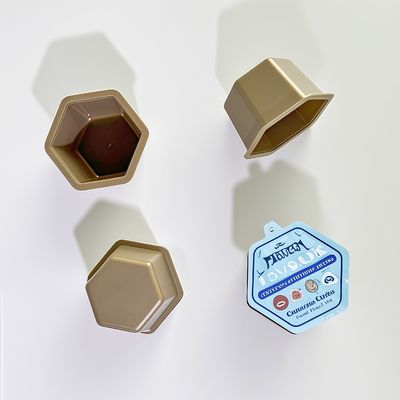 80 ml Hexagon PP Taza desechable con tapa de papel de aluminio