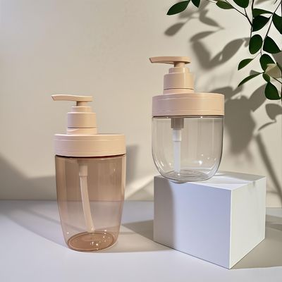 Botella cosmética de plástico PET de 400 ml y 500 ml con bomba de presión para aceite esencial, champú y loción