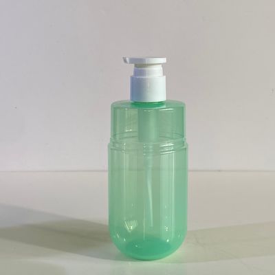 Botella dispensadora con bomba de PET verde transparente de 300 ml de capacidad para loción cosmética con logotipo personalizado