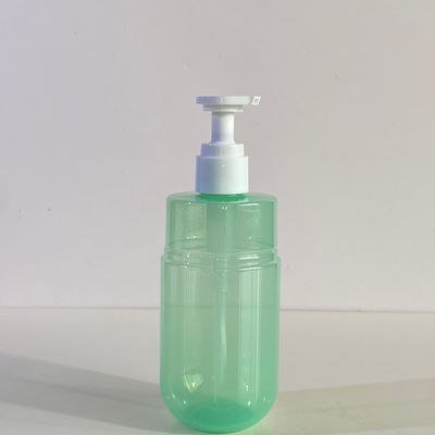 Botella dispensadora con bomba de PET verde transparente de 300 ml de capacidad para loción cosmética con logotipo personalizado