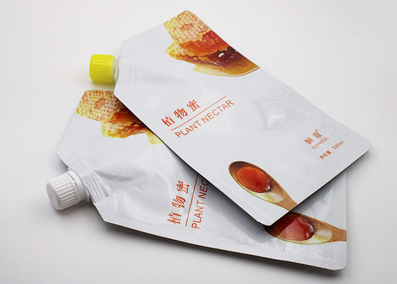Los bolsos líquidos plásticos del canalón con vierten el canalón para el embalaje fresco de la bebida del jugo