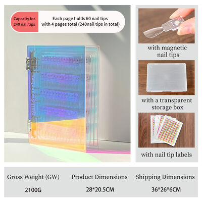 Tabla de visualización de arte de uñas magnética acrílica desmontable Colores de gradiente 120/180/240 Tons para herramientas de plástico Gel de uñas Suministros de uñas