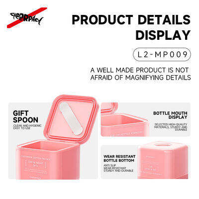 100 Sheet Skincare Cotton Pad Box 2.0 Bulk Order Plastic Jars with Removable PP Liner Food Grade for Cosmetic Brands/OEM