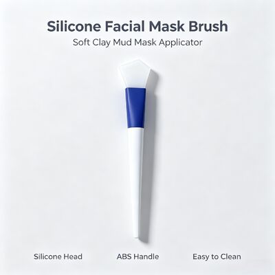 Cepillo de máscara facial de silicona, aplicador de máscara de barro de arcilla blanda con cabeza de silicona y mango ABS para aplicaciones de cuidado de la piel
