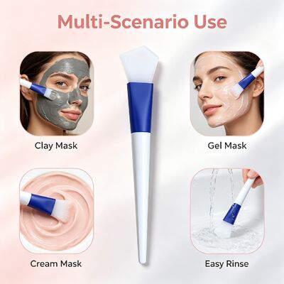 Cepillo de máscara facial de silicona, aplicador de máscara de barro de arcilla blanda con cabeza de silicona y mango ABS para aplicaciones de cuidado de la piel