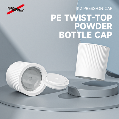 Tapa de separación de polvo de agua a presión K2, tapa de botella de polvo con tapa giratoria de PE para bebida sólida y suplemento energético
