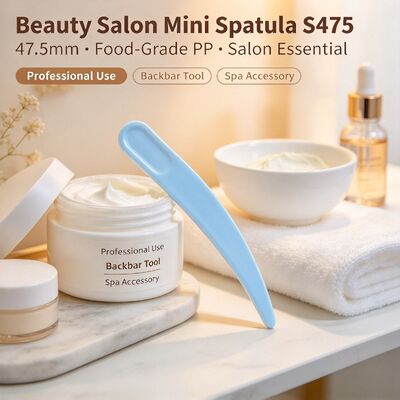 Espátula cosmética S475 de PP de grado alimenticio de 47,5 mm | Venta al por mayor en blanco en stock | Para extraer y aplicar crema facial, perfecta para salones de belleza y accesorios de tarros cosméticos. Venta al por mayor a granel disponible.