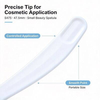 Espátula cosmética S475 de PP de grado alimenticio de 47,5 mm | Venta al por mayor en blanco en stock | Para extraer y aplicar crema facial, perfecta para salones de belleza y accesorios de tarros cosméticos. Venta al por mayor a granel disponible.