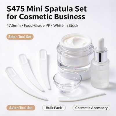 Espátula cosmética S475 de PP de grado alimenticio de 47,5 mm | Venta al por mayor en blanco en stock | Para extraer y aplicar crema facial, perfecta para salones de belleza y accesorios de tarros cosméticos. Venta al por mayor a granel disponible.