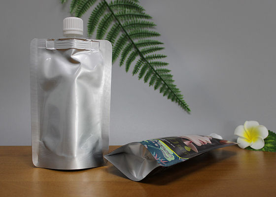 Bolsos laminados manija de encargo del embalaje de Doypack con el canalón para el jugo líquido